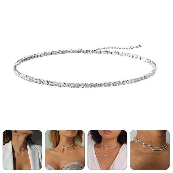

pendant necklaces sparkly rhinestone necklace elegant neck fashion jewelry, Silver