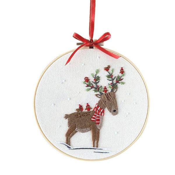 

other arts and crafts christmas embroidery set diy material bag cross stitch kit beginner with hoop sewing craft 30*30cm