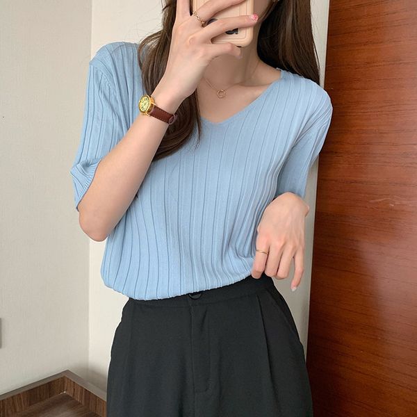 

women's polos summer short-sleeved solid brief pullovers basewear basic chic 2021 loose casual tee retro gentle t-shirts nh3u, White