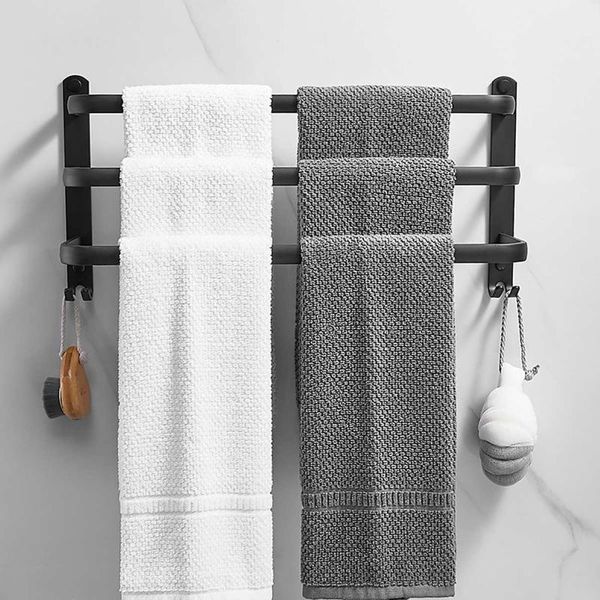 

towel racks hanger matte black rack wall mounted holder bathroom space aluminum single layer multilayer accessories
