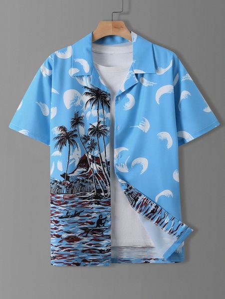 

men random coconut tree and figure graphic shirt without tee g0xq#, White;black