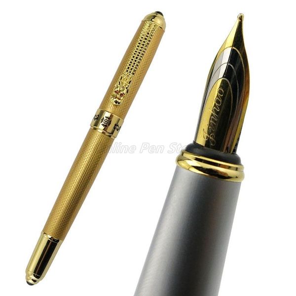 

jinhao 1000 metal golden mesh barrel dragon clip medium nib 0.5mm fountain pen office school writing gift accessory pens