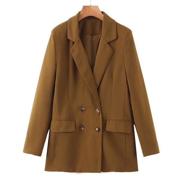 

elina office lady solid notched blazers women fashion double breasted jackets elegant long sleeve suits female ladies en women's &, White;black