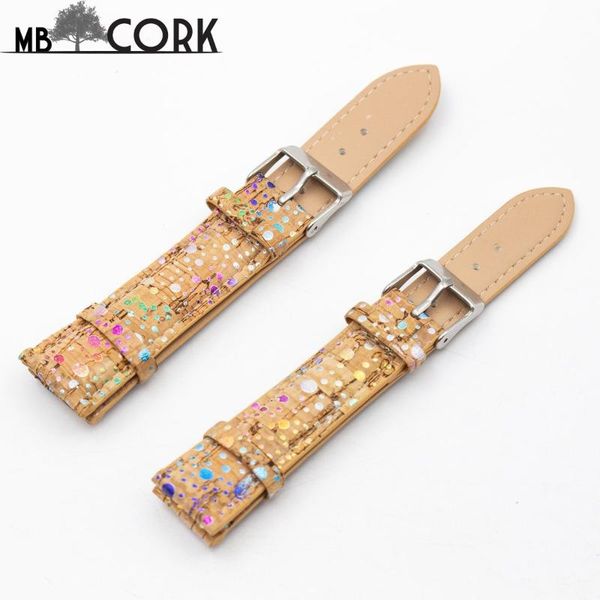 

watch bands from portugal natural cork strap rainbow vegan wood e-017, Black;brown