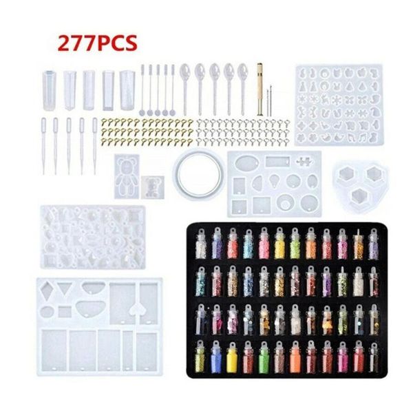 

craft tools 227pcs resin mold handmade pendants necklace earrings set for diy jewelry moulds silicone making y6z3