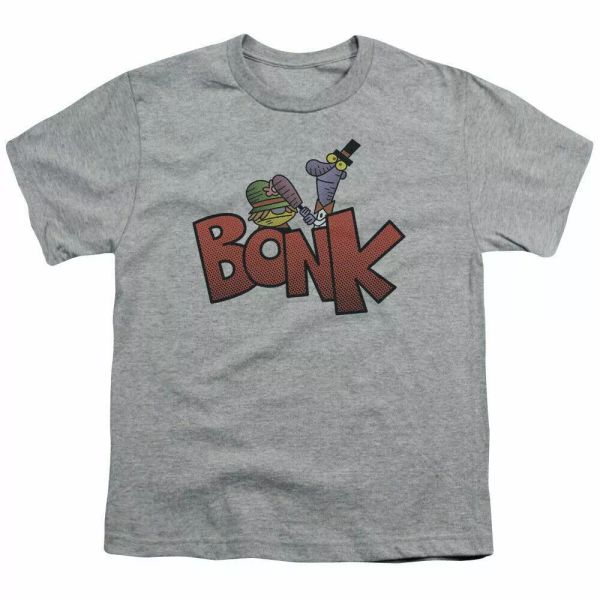 

Dexters Laboratory Bonk Kids Youth T Shirt Licensed Cartoon Tee Sport Gray, White;black