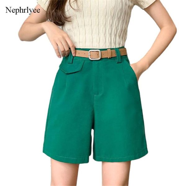 

women's shorts 2021 summer high waist women casual comfortable elegant wild with belt fashion wide leg a line sht167, White;black