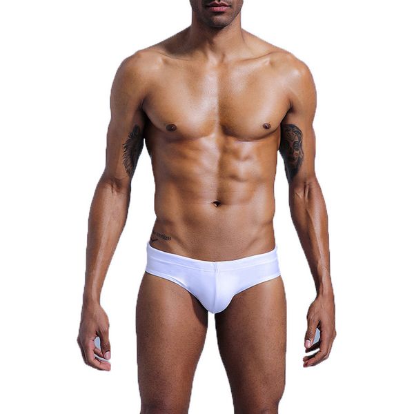 

triangle swimwear trunks men's solid color printing low waist u convex cup tethered beach pants