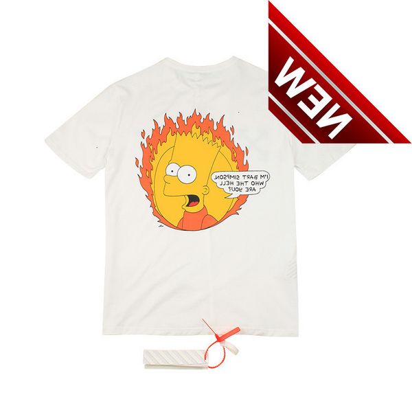 

chao brand off simpson cartoon character print short sleeve t-shirt style arrstyle round neck, White;black