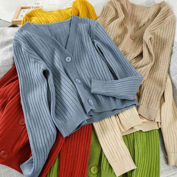 

sweaters korean style v-neck short knitted sweaters coat women cardigan fashion long sleeve casual knit cardigans pull femme, White;black