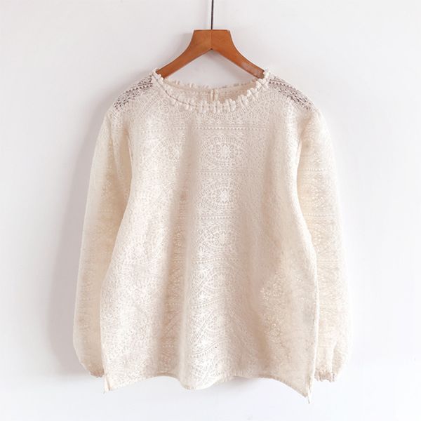 

women's blouses & shirts lamtrip sweet o-neck lace shirt lolita ykd8, White