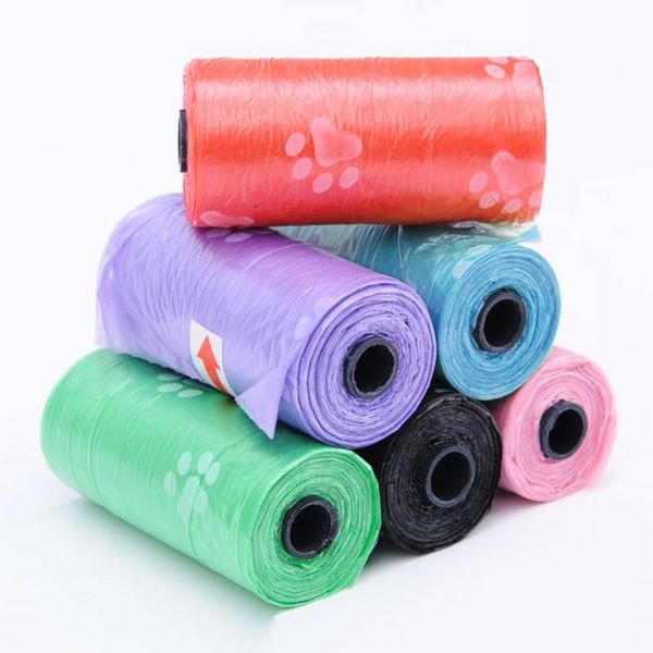 

roll 15pcs cat dog poop bags outdoor home clean refill garbage bag pet supply apparel