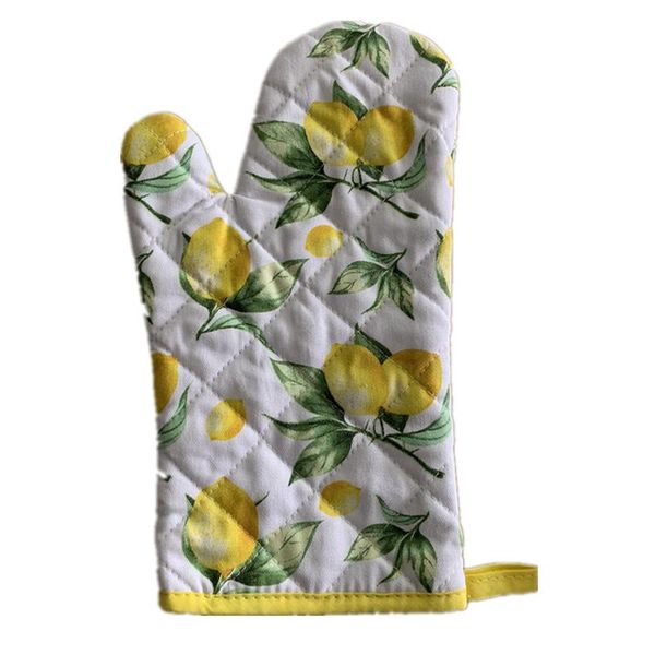 

oven mitts 1pc cotton heat-resistant kitchen yellow lemon cute fruit decorative baking microwave gloves