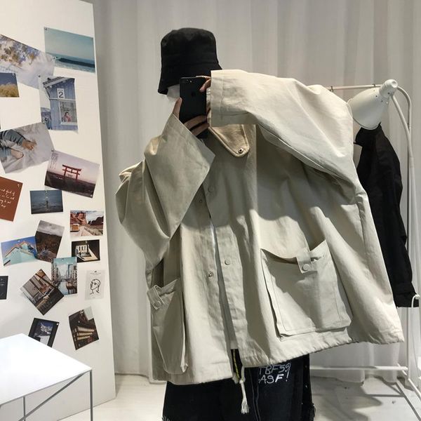 

men's jackets autumn cotton oversize casual jacket fashion pocket tooling mens streetwear loose hip-hop bomber men m-3xl, Black;brown
