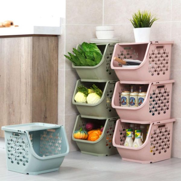 

storage baskets laundry basket toy kitchen fruit bowls large-capacity can be stacked vegetable home organization finishing rack