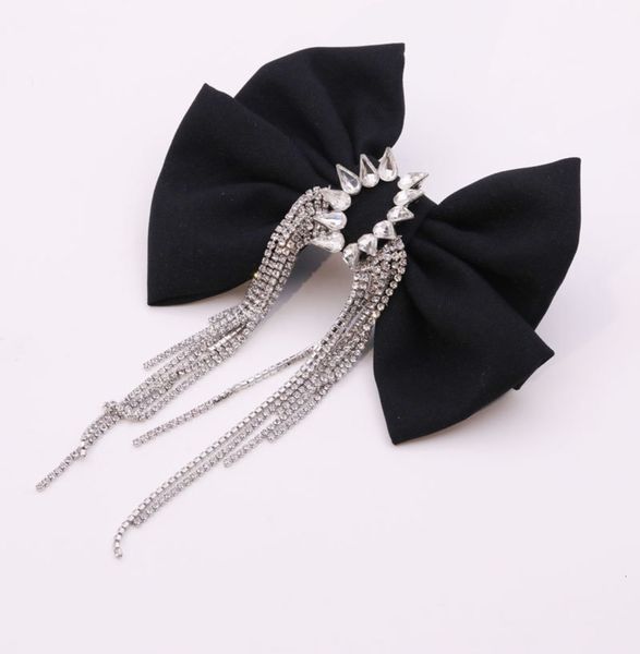 

black big bow hairpin net red clip south korea back of head with drill tassel, Golden;silver