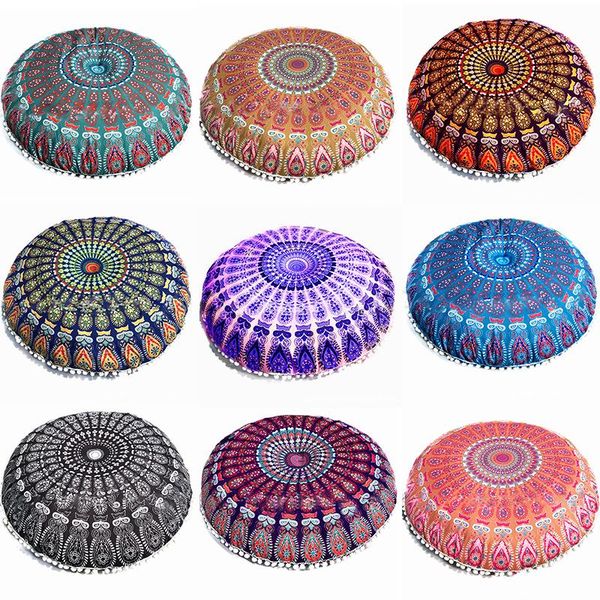 

cushion/decorative pillow 43*43cm round mandala pattern pillowcase bohemian cushion cover boho floor pillows case