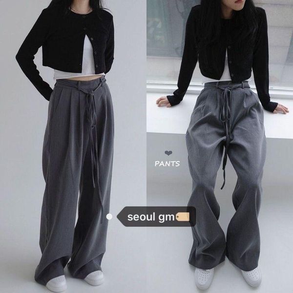 

running pants casual sports large size high waist wide leg women students korea loose thin suit straight trousers gym leggings, Black;blue
