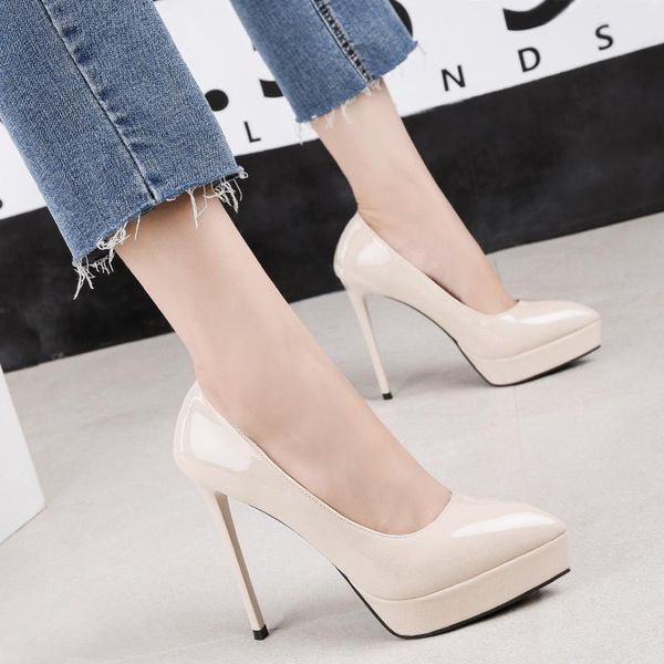 

dress shoes 12cm summer stilettos 2021 fashion wild waterproof platform female sandals high heels, Black