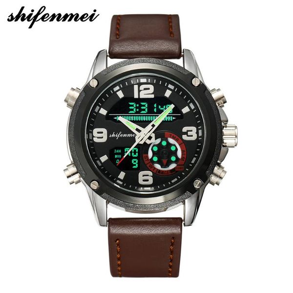 

wristwatches 30m waterproof watch male luxury soft leather band digital wristwatch men's sport watches relogio feminino, Slivery;brown
