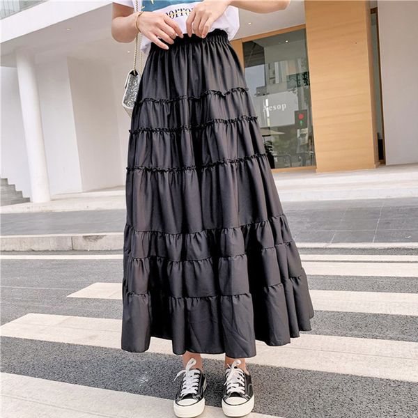 

yiciya for summer from vintage waist the line plied white black long skirts of women maxi skirt chiffon rokjes