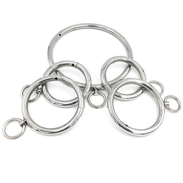 NXY Sex Adult Toy 3 pezzi / set (manette + legcuffs + collare) Polsini alla caviglia in acciaio inox Collare Bdsm Giochi Bondage Restrizioni Strumenti di tortura1216