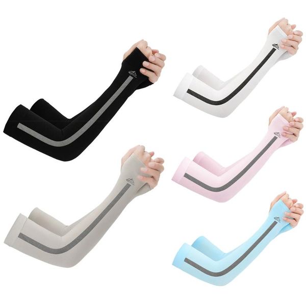 

cycling gloves sports arm sleeve sun uv protection hand cover cooling running cuff protective bicicleta, Black