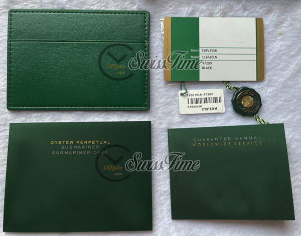 V4 Verde Sem Caixas Cartão de Garantia Rollie Personalizado Com Coroa Anti-Falsificação e Etiqueta Fluorescente Presente Mesmo Conjunto Manual de Etiqueta de Série Super Edition Swisstime