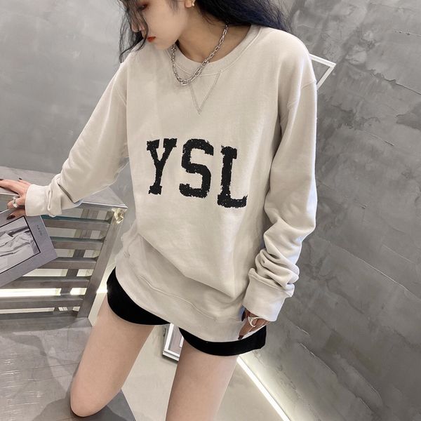 

brand hoodie chaopai series 21 autumn and winter high-end ring cotton fabric used washed letter printed loose sweater, Black