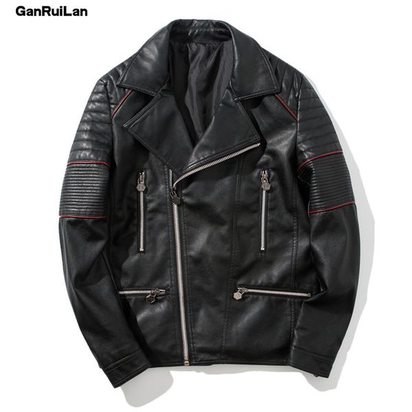 

brand leisure pu leather jacket men men's leather jacket jaqueta de couro masculina mens leather jackets coat p18004 210518, Black