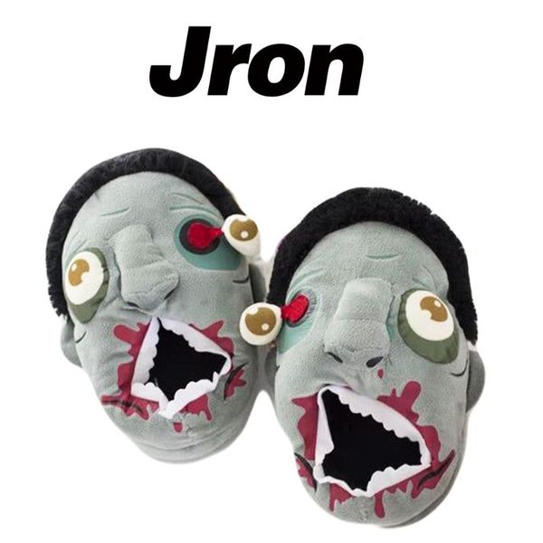 

funny zombie slippers for winter warm indoor floor house&home women and men 3d shoes fit halloween cosplay pantufa, Black