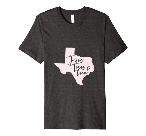 

pink and grey religious jesus, texas tacos shirt, White;black