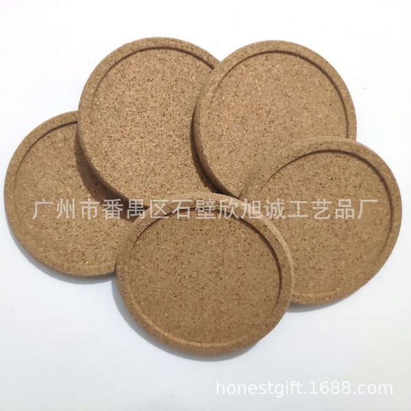 

round rounded edge slotted cork insulation mat coaster meal tableware