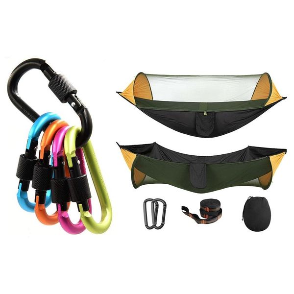 

cords, slings and webbing pcs d-ring key chain carabiner locking clip hook for camping with portable tent hammock hiking
