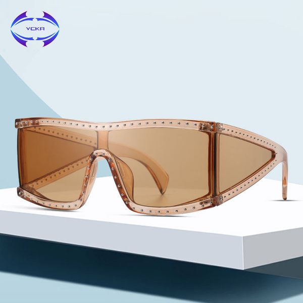 

vcka conjoined frame sunglasses 2020 women retro uv400 big glasses vintage punk eyewear feminino, White;black