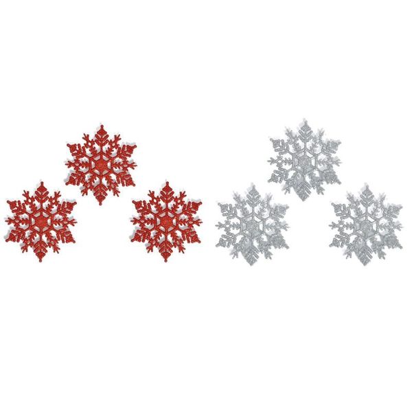 

christmas decorations promotion 24 pcs glitter snowflake ornaments xmas tree hanging decoration , 12 silver & red