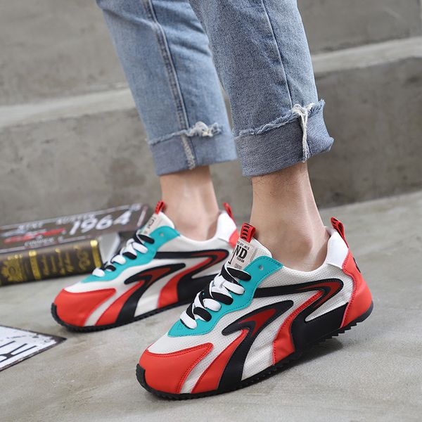 

new summer leisure sports breathable color matching mesh trend comfortable low inner heightening men's shoes, Black