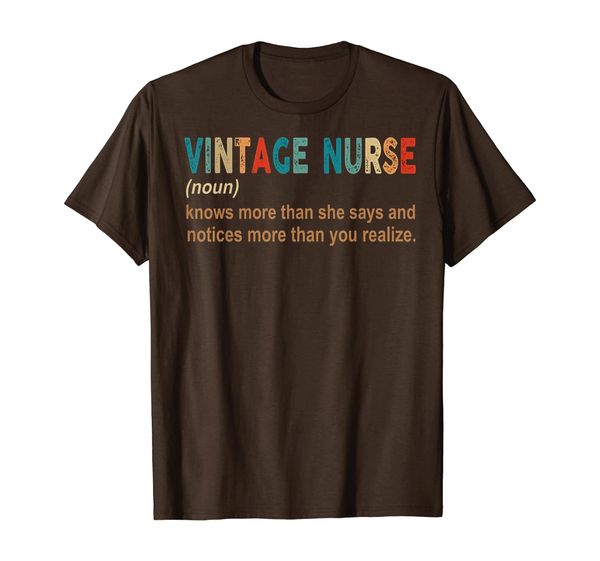 

Vintage nurse (noun) knows more than she says and notices T-Shirt, White;black