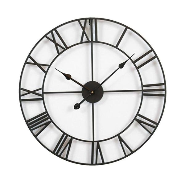 

50/60cm vintage style round wall clock nordic metal silent home decorative iron hanging for living room clocks