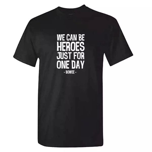 

david bowie tshirt - we can be heroes blackstar t shirt - starman music clothing, White;black