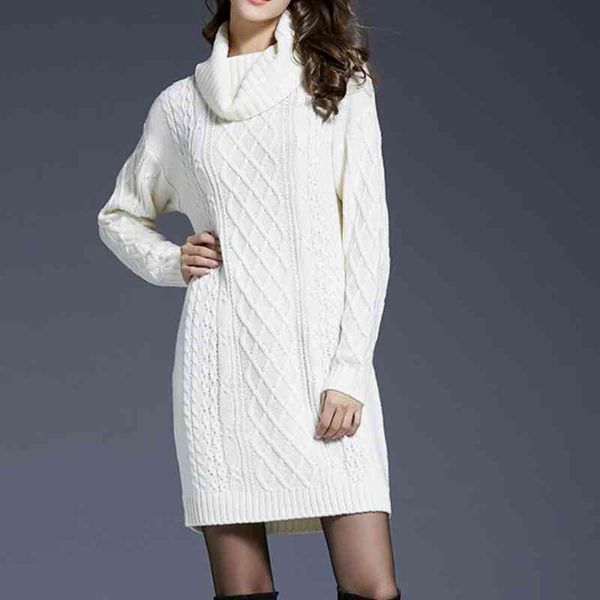 

women's sweaters autumn winter warm turtleneck long simple solid cable-knit sleeve pullovers female chic all-match bottomed jumpers 7dw, White;black