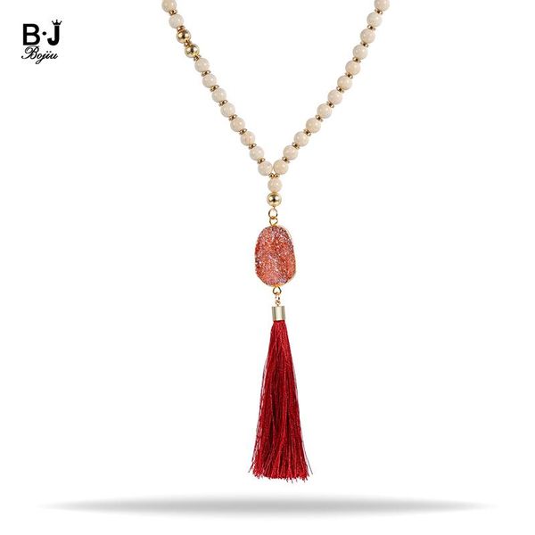 

pendant necklaces bojiu brand women beaded natural stone nks167, Silver