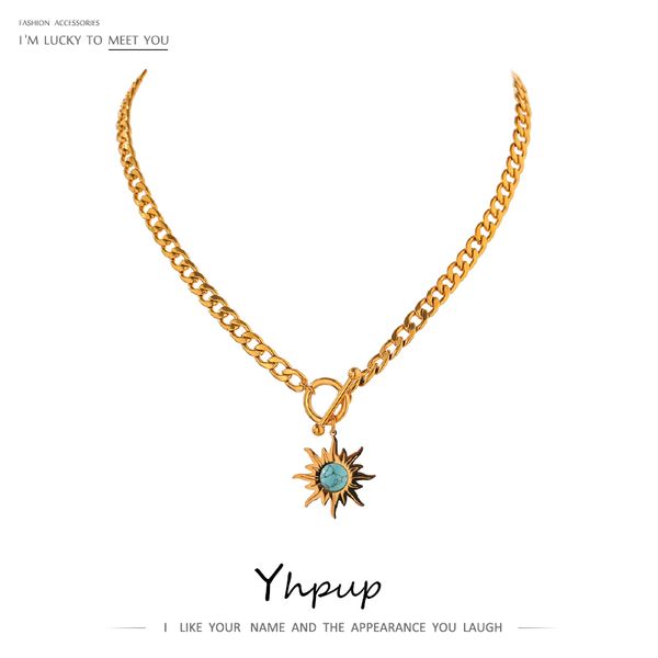 Designer colar jóias de luxo requintado flor flor pingente de aço inoxidável ouro 18 k cadeão choker mulheres bijoux femme acessórios