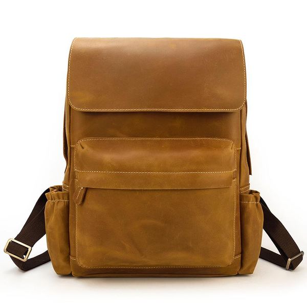 

backpack leather men's large capacity 16 inch computer bag retro crazy size