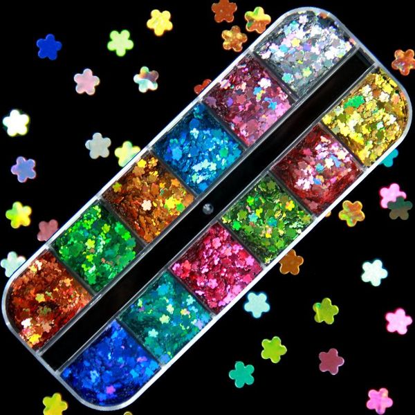 

nail glitter holographic flower butterfly sequins nails laser shiny slices design manicure decoration accessories tools, Silver;gold