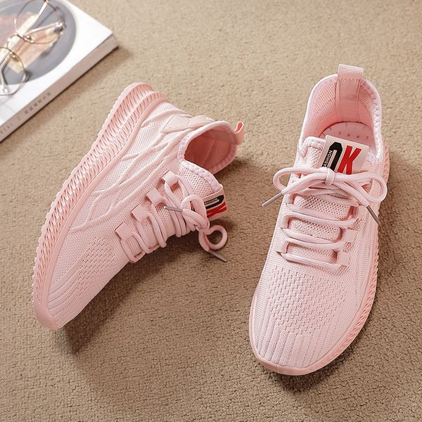 

2021 super light breathable running shoes mens womens sport knit black white pink grey casual couples sneakers size 35-41 wy01-f8801