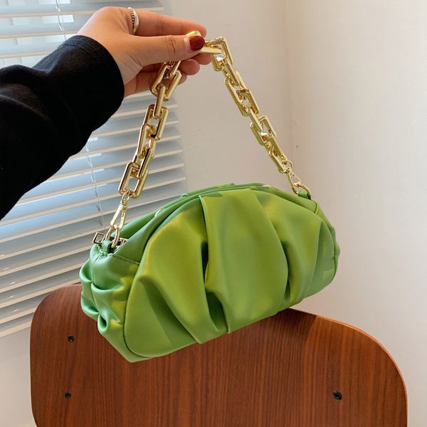 

fashion cloud dumpling bags new women thick chains handbag simple pu leather shoulder crossbody bags female purse