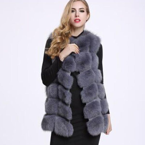 

women's fur & faux 2021autumn and winter vest imitation long wear the listing fashion recommend, Black