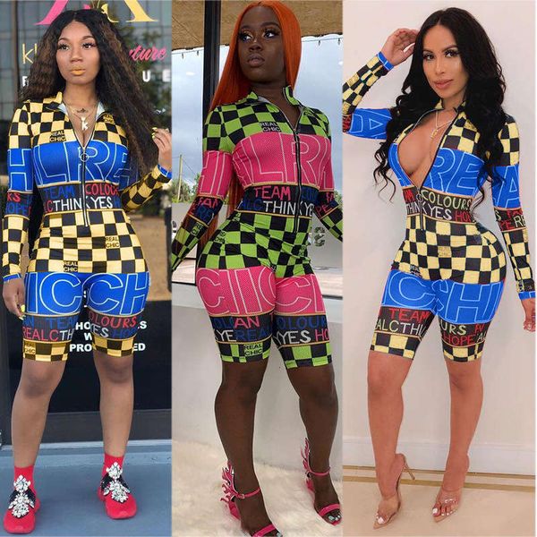 

women's casual dresses yx9106 letter printed racing fashion jumpsuit, Black;gray