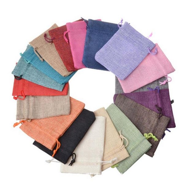 

gift wrap 50pcs cotton linen pouch with drawstring jewellery wedding bags
